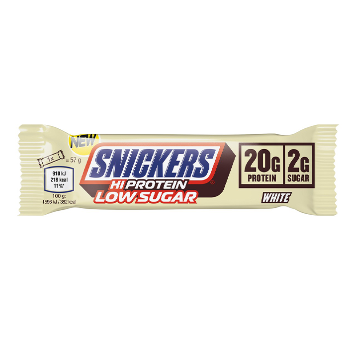 12 x Snickers High Protein Bar Low Sugar 57 g Hvid Chokolade