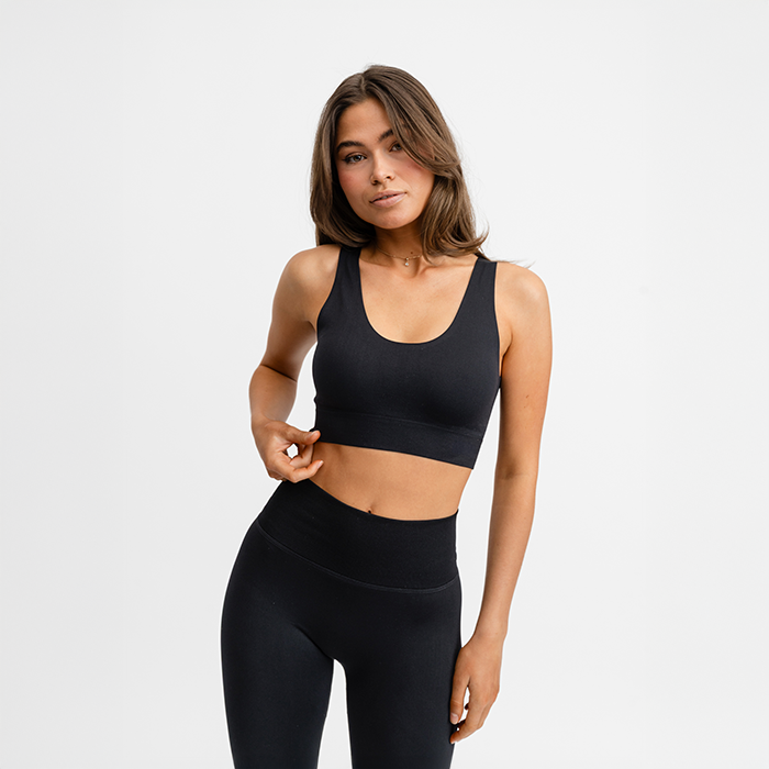 Drop Of Mindfulness Flow Seamless Bra, , Sort