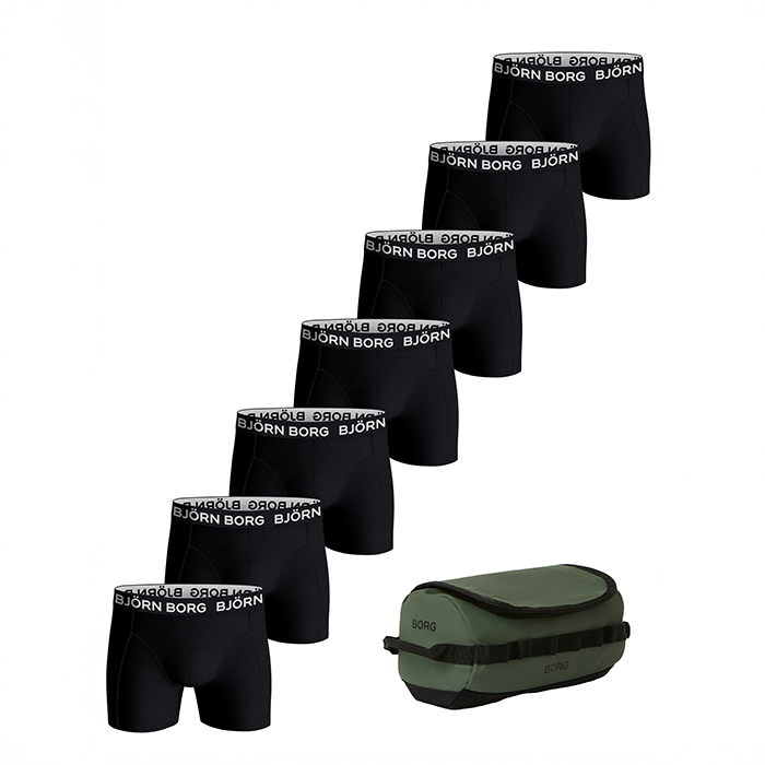 Björn Borg Cotton Stretch Boxers + Wash Bag 7-pack Multi, M