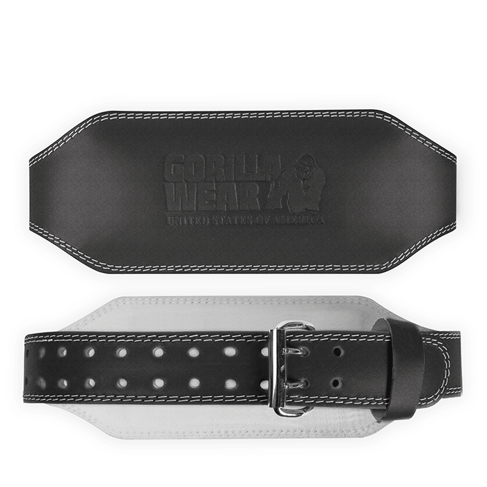 6 Inch Padded Leather Belt, black/black, small/medium