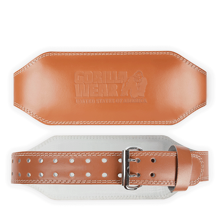 6 Inch Padded Leather Belt, brown, small/medium