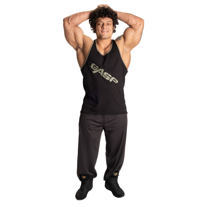Vintage T-Back Tanktop Sort Gr&oslash;n
