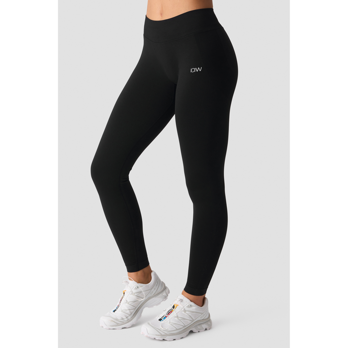 Smooth Seamless Tights Mellemhøj Talje V form Sort