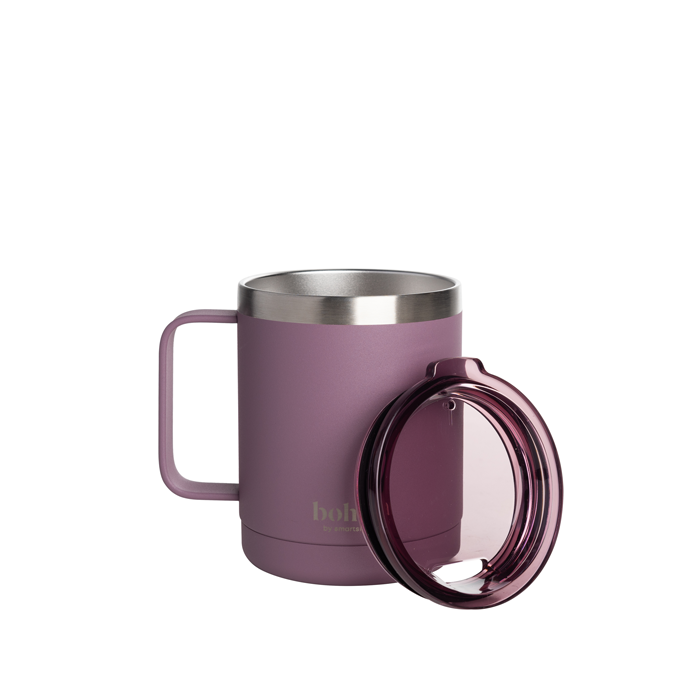 SmartShake Bohtal Stainless Steel Coffee Cup, 350 ml, Plum