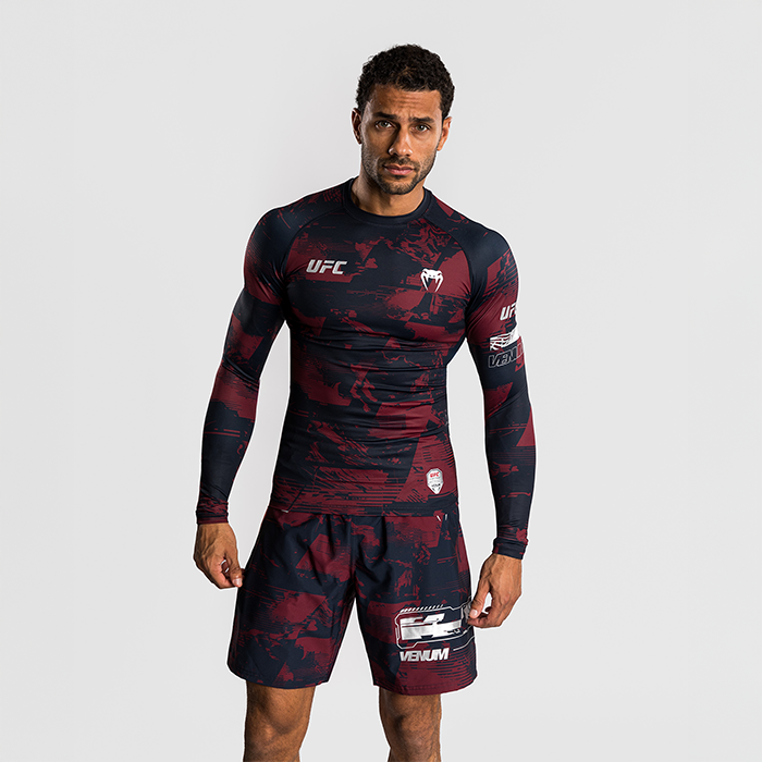 UFC Zenith by Venum Fight Week Rashguard Lang&aelig;rmet Bl&aring; R&oslash;d Gr&aring;