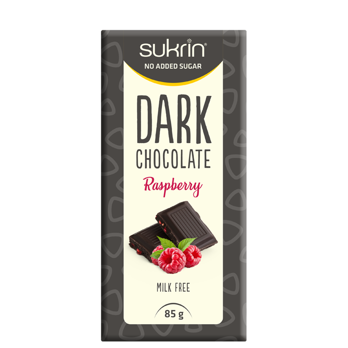 M&oslash;rk chokolade 65% med Hindb&aelig;r