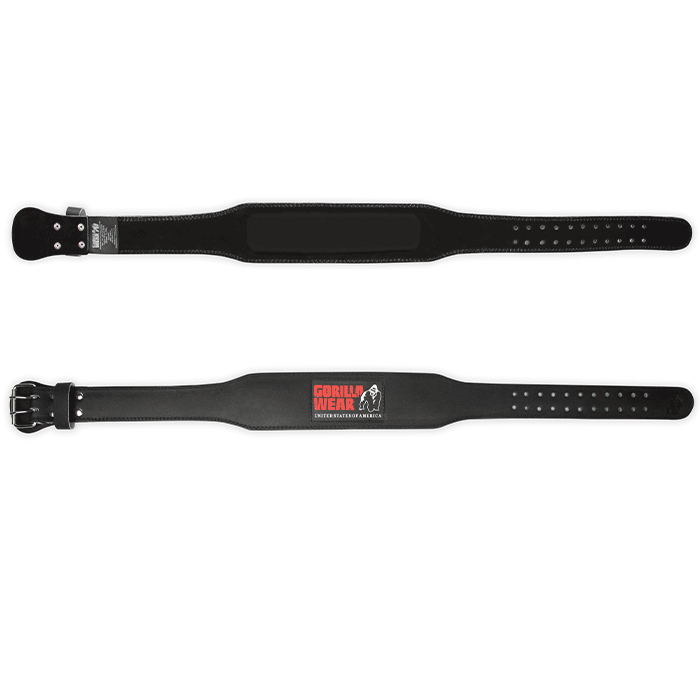 4 Inch Padded Leather Belt, black/red, large/xlarge