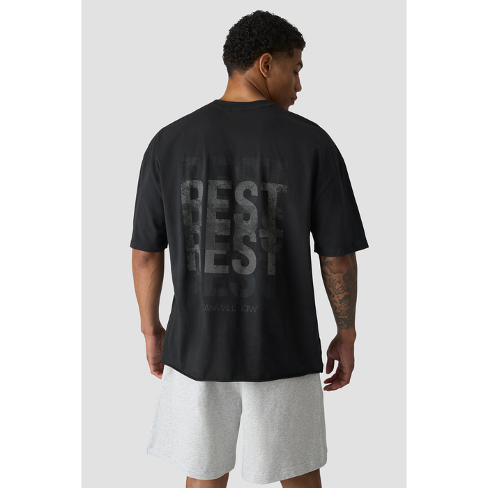 Grit T-Shirt Print, Stonewashed black