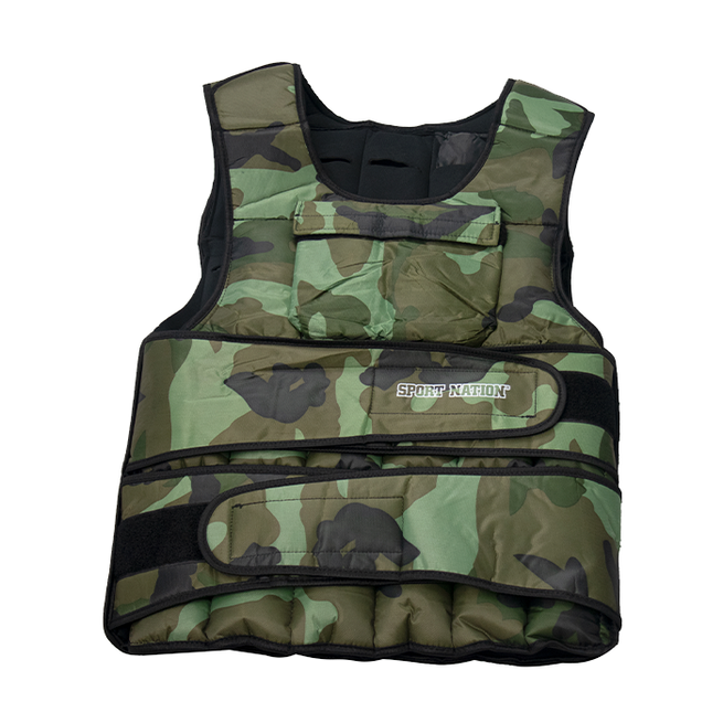 Sport Nation Justerbar V&aelig;gtvest med frontlomme 10 kilo, Camo