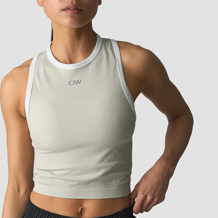 Mirage Sømløs Kort Top Beige Hvid