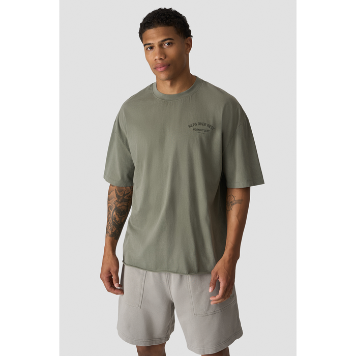 Grit T-Shirt Print, Stonewashed Warm green