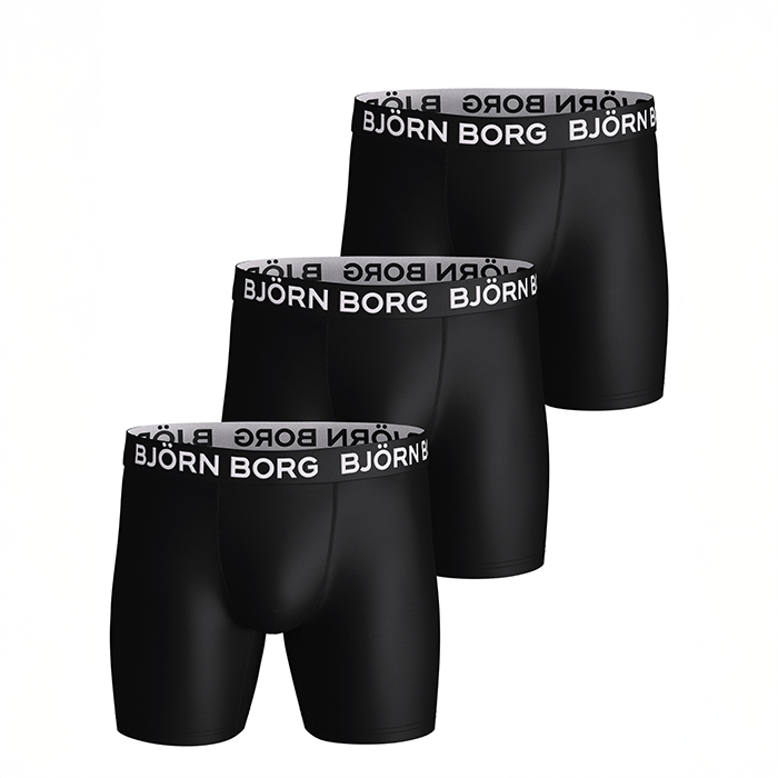 Björn Borg 3P Sports Microfiber Boxers Sort polyester X-Large Herre