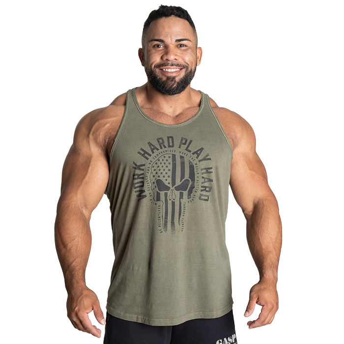 Skull T-back, Acid Washed Green