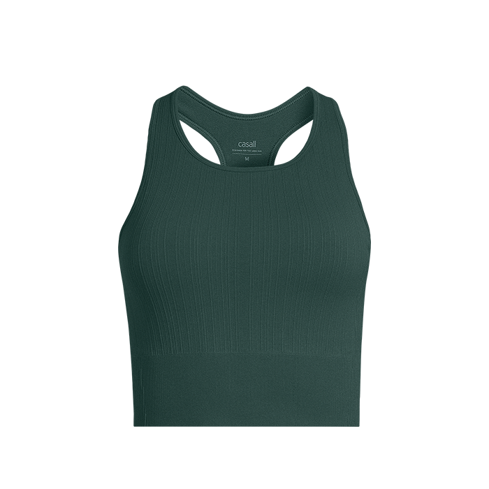 Multi Rib Seamless Padded Sports Top, Dark Pine