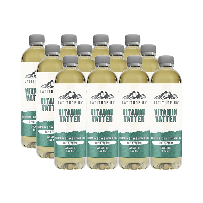 12 x Latitude 65, Vitaminvatten, 500 ml Äpple/Päron