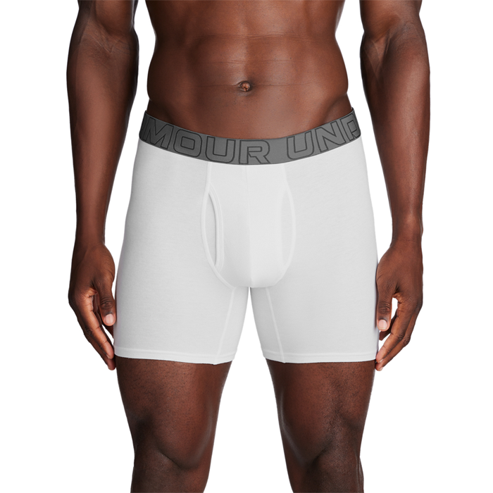 Under Armour 3P Perfect Cotton 6in Boxer Hvid Medium Herre