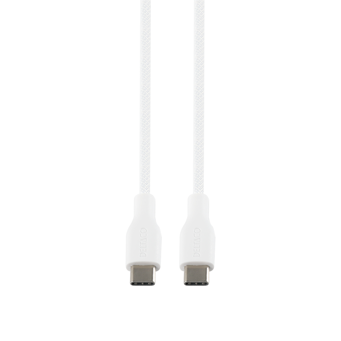 USB-C til USB-C Ladekabel Flettet 60 W 1 m Hvid