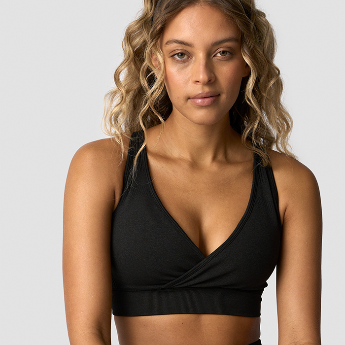 Soft Seamless Justerbar Sports-bh Sort