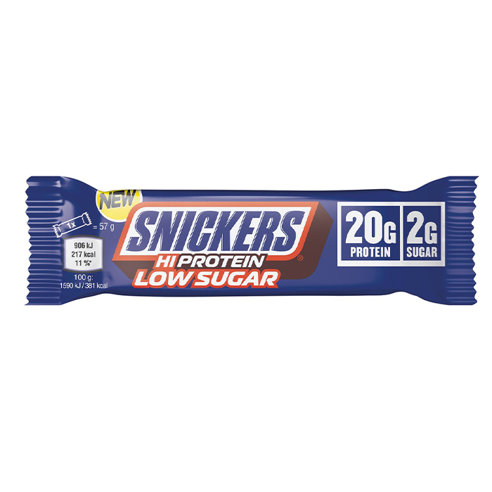 12 x Snickers High Protein Bar Low Sugar 57 g M&aelig;lkechokolade Snickers Milk Chocolate