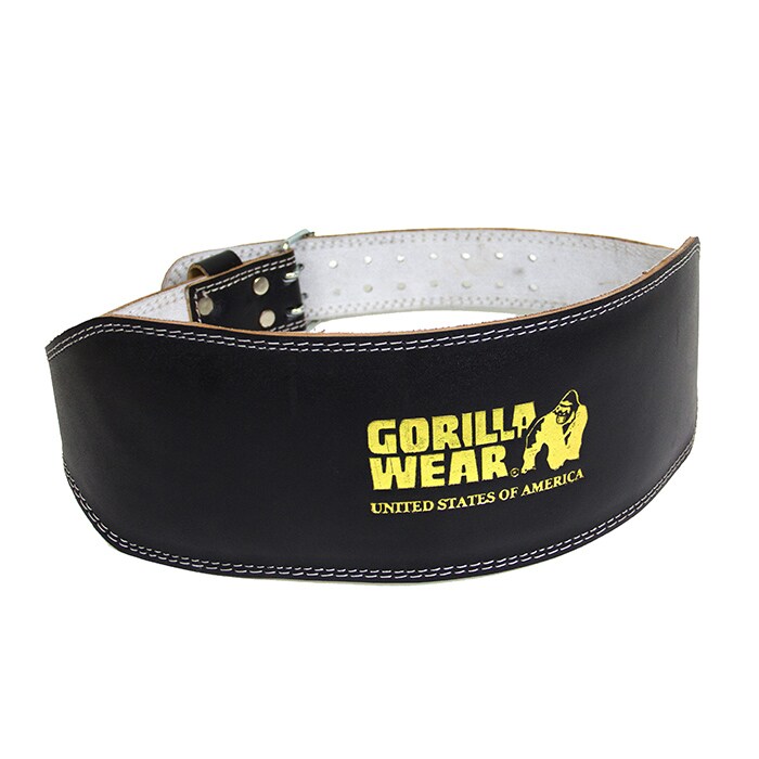 6 Inch Padded Leather Belt, black/gold, small/medium