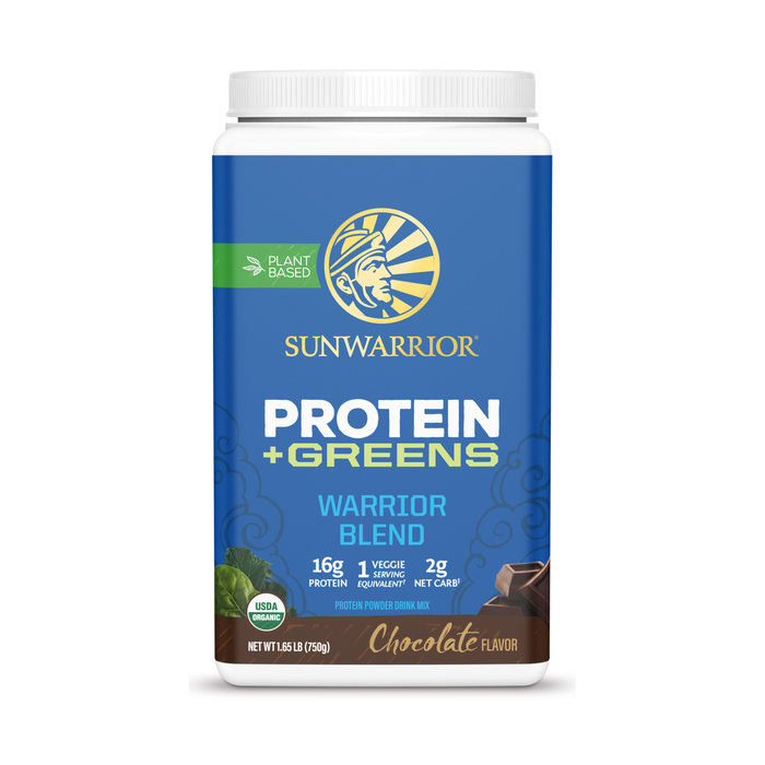 Sunwarrior - Protein Blend + Greens Chokolade, Pulver