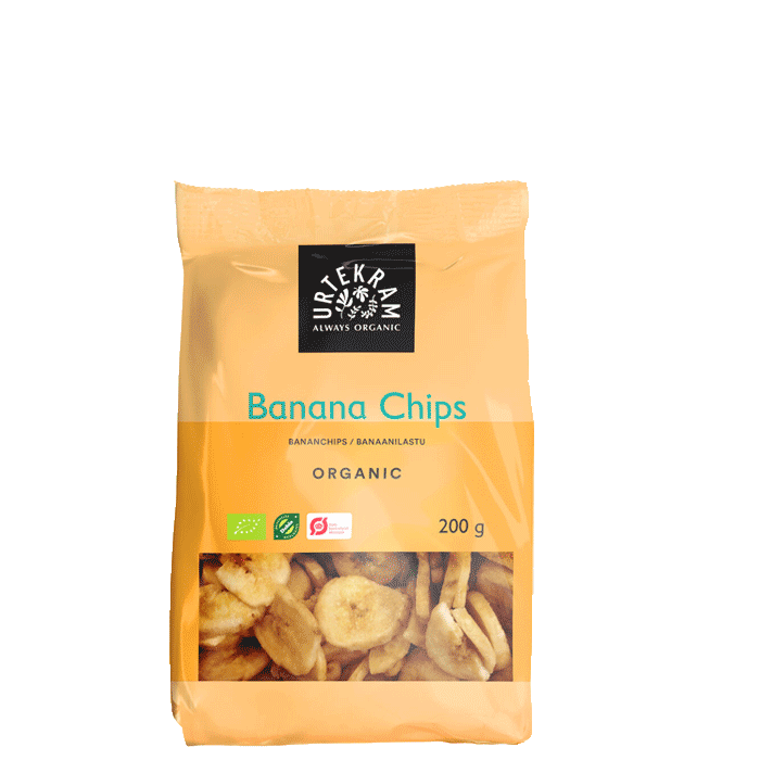 Bananchips sprød snack Økologiske - 200 gram